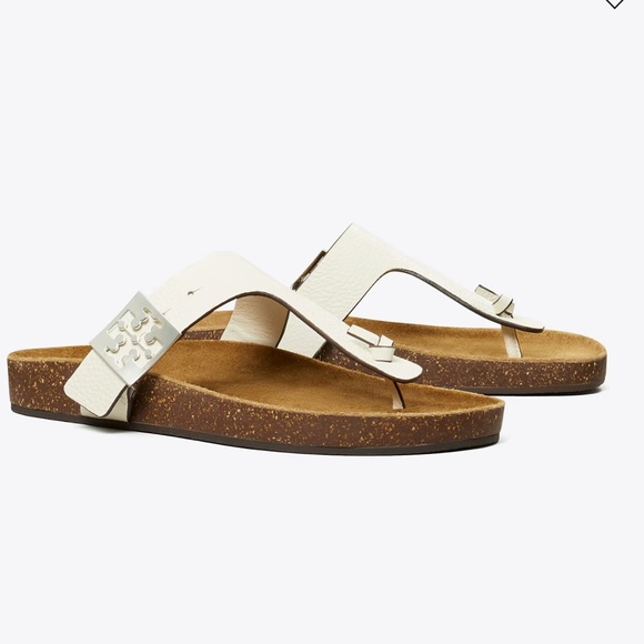 Tory Burch Shoes - NWT Tory Burch size 9 cream leather thong sandal with silver hardware